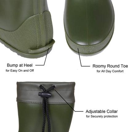 Asgard Packable Tall Rain Boots for Women Waterproof Rubber Garden Boots Ultra Lightweight Flat Mud Boots- NOT FOR WIDE CALF