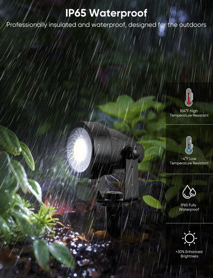 Spot Lights Outdoor, RGBW Low Voltage Landscape Lighting, Color Changing Uplighting Spotlights with App, IP65 Waterproof LED Outdoor Lights for Garden Yard Outside Decoration, 6 Pack
