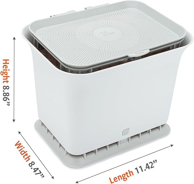 Full Circle Fresh Air Kitchen Compost Bin – Odor-Reducing Countertop Compost Container with Patented Airflow Design, Includes Compostable Bags, Easy to Clean, 1.5 Gallon, Gray