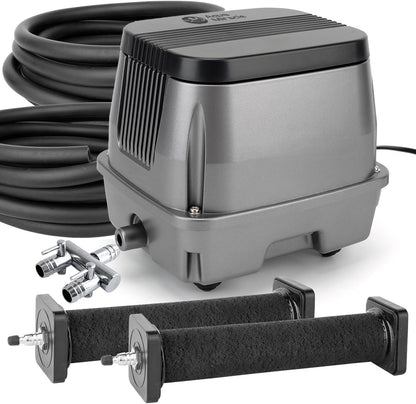 AquaMiracle All-in-1 Koi Pond Aeration Kit Pond Air Pump with Self-Sinking Airline Rubber Air Diffuser, Air Flow Control Pond Aerator for Outdoor Pond 10,000-15,000 Gallons