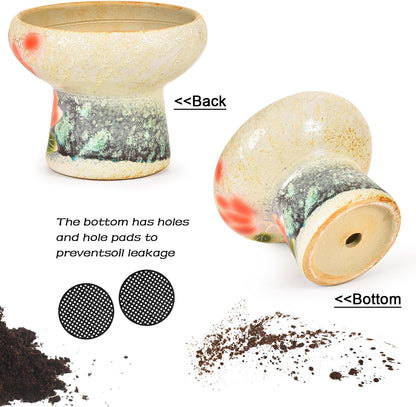 Sungmor 7.5 Inch Large Succulent Plant Pots, Pretty Hand Painted Ceramic Planter with Drainage, Indoor Outdoor Cactus Planter Bonsai Pot, Flower Pot for Indoor Plants Garden Windowsill Desktop Decor