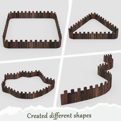 3Pack Wood Garden Edging Garden Fence Border No Dig Landscape Edging Lawn Border Decorative Flower Bed Border Courtyards Planting Tree Fence Patio Path Edging-9" H x 47.3" L (Total Length 11.8FT)