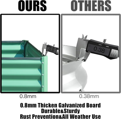 Domi Galvanized Raised Garden Bed, Outdoor Planter Garden Boxes Large Metal Planter Box for Gardening Vegetables Fruits Flowers, Green (8x4x2ft)