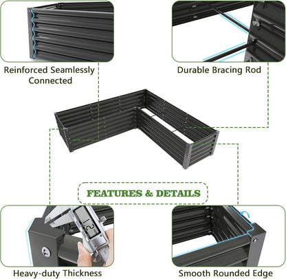 A ANLEOLIFE 16-Pack Deep Root Galvanized Raised Garden Beds Outdoor for Planting Vegetables Flowers Herb, Quartz Grey
