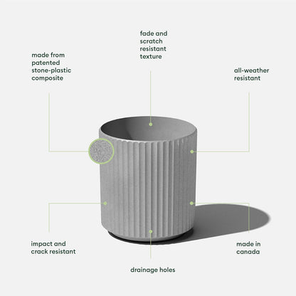 Veradek Demi Series Round Planter for Porch, Patio, Backyard | Durable Plastic-Stone Composite Material | Modern Décor for Tall Plants, Flowers