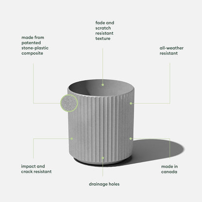 Veradek Demi Series Round Planter for Porch, Patio, Backyard | Durable Plastic-Concrete Material | Modern Décor for Tall Plants, Flowers