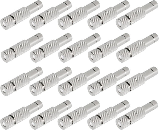 20pcs Brass Mister Nozzles, 6mm Misting Nozzles for Outdoor Cooling System, Landscaping, Air Humidification, Greenhouse Irrigation (with Filter, 0.02"/0.5mm Orifice)
