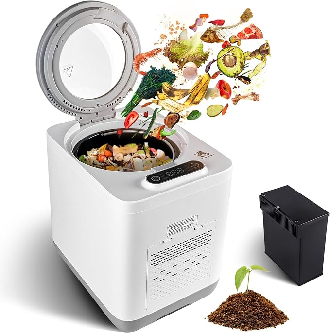 Electric Kitchen Composter, Indoor/Outdoor Smart Countertop Compost Bucket, Odorless Electric Compost Bucket