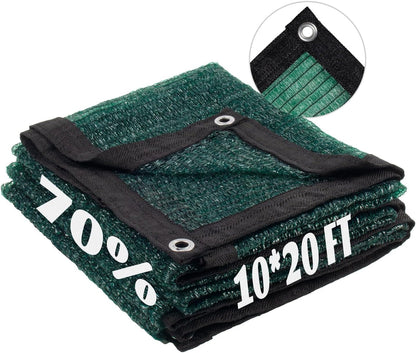 LOVE STORY 10x20FT 70% Green Shade Cloth Sun Shade Net with Grommets Sunblock Net Mesh Tarp for Garden,Plants Cover,Greenhouse and Patio