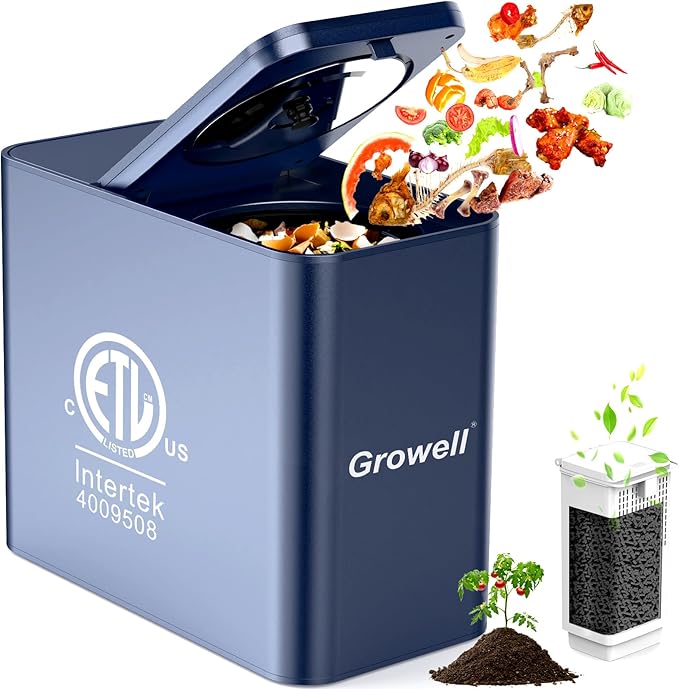 Electric Composter for Kitchen, 3.2L Countertop Compost Bin with Strong Brushless Motor(2X Longer Lifespan), Quiet & Odorless, Indoor Food Waste Composter with LED Display, Auto-Cleaning, EC04