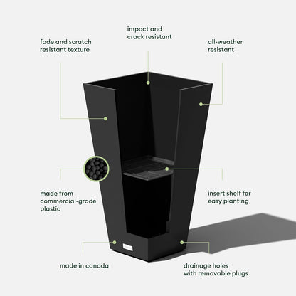 Veradek V-Resin Indoor/Outdoor Taper Planter (26 inch, Black)