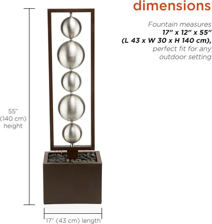 Alpine Corporation WIN1562 Outdoor Cascading Stone Water Wall Floor Fountain with LED Lights for Garden, Patio, Backyard and Home Decor, 32" H, Gray