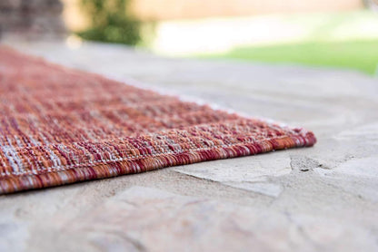 Unique Loom Collection Casual Transitional Solid Heathered Indoor/Outdoor Flatweave Area Rug (7' 1" x 10' Rectangle, Rust Red/Beige)