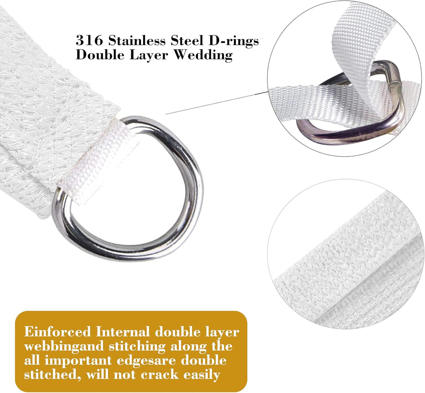 5' x 9' White Rectangle Sun Shade Sail SSP1212 Canopy Durable Fabric UV Block Awning,We Make Custom Orders