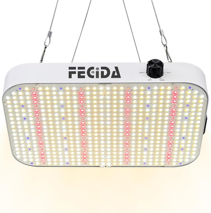 FECiDA Dimmable LED Grow Light for Seed Starting Seedlings Veg, UV-IR Included Full Spectrum Grow Lights for Indoor Plants, 2025 Best Grow Tent Light, Daisy Chain Function & Quiet Build-in Fan