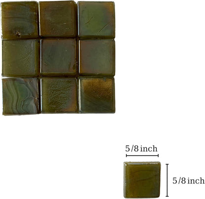 SMEIINIK 1.1lb Bulk Single Iridescent Color Mosaic Tiles for Crafts, Glass Mosaic Pieces for Mosaic Puzzles, Stained Glass Tiles,Mosaic Making Supplies(CWJ07-4)