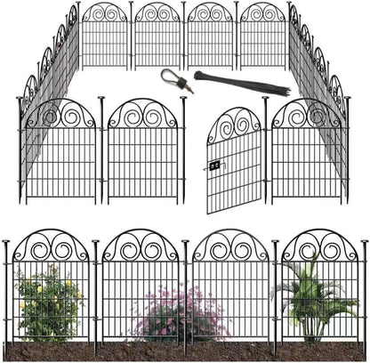 Garden Fencing 36 Inch High, 22 Panels Total Length 48 Ft(L) Dog Fence Outdoor for Yard, Black Metal Temporary Fencing Stakes, Reusable Defense Fence for Yard│Patented