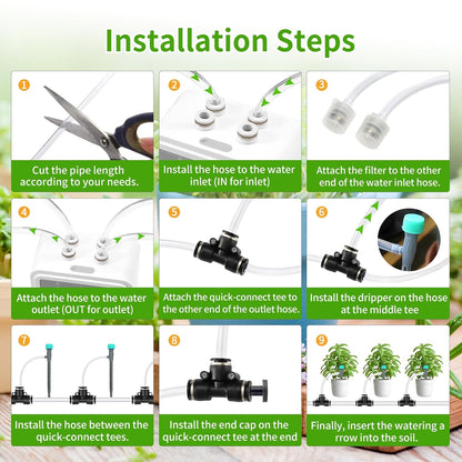 Smart Automatic Plant Watering System for 20 Pots - Dual Pump Indoor Drip Irrigation Kit with 30-Day Programmable Timer & USB-C Charging