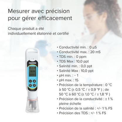 Oakton AO-35634-35 PCTSTestr 50 Waterproof Pocket pH/Cond/TDS/Salinity Tester, Premium 50 Series, Black