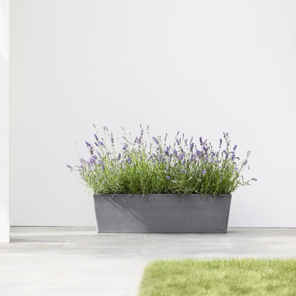 Ecopots Bruges Durable Modern Rectangular Indoor/Outdoor Recycled-Based Composite Flower Pot Planter, Grey, 31.5"