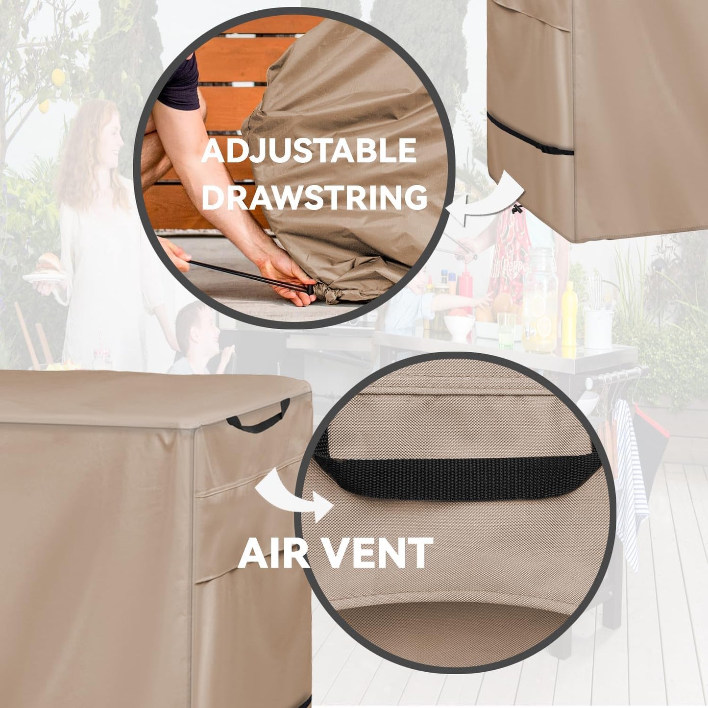 Outdoor Dining Cart Cover - Heavy Duty Waterproof Cover for Royal Gourmet Cart Flattop Worktable, Coverage Includes Outdoor Utility Cart,Tabletop Griddle and Propane Tank.Khaki