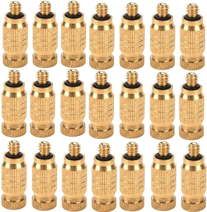 20pcs Garden Brass Misting Nozzles High Pressure Spray Misting Nozzle Atomizing Nozzle for Greenhouse,Landscaping,Dust Control,Outdoor Cooling System,0.008inch Orifice (0.2mm), 3/16 UNC