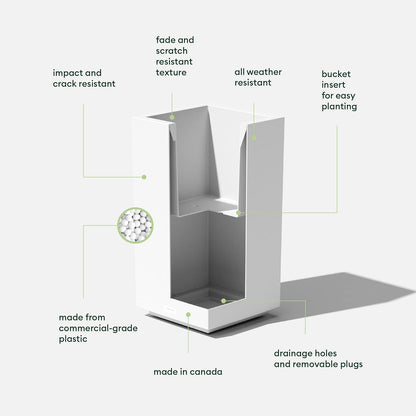 Veradek Block Series Pedestal Planter - Tall Planter for Indoor or Outdoor Front Porch | All-Weather Use with Removable Insert Bucket | Modern Décor for Flowers, Tall Trees, Faux Plants