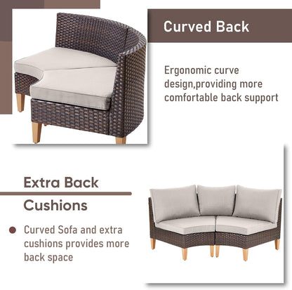 HUMMUH Patio Furniture Set with Fire Pit Table,Outdoor Sectional Couches Swivel Patio Chairs and Ottomans,All Weather PE Wicker 11 Pieces Patio Conversation Sets for Garden Porch Backyard in Beige