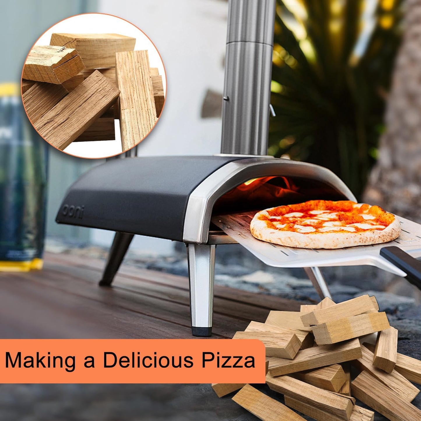 Kiln-Dried Oak Wood for Pizza Ovens, 5-Inch Barkless Logs, Ideal for Ooni, Gozney, Solo Stove, and Other Wood-Fired Pizza Ovens, Grills, and Smokers - Approx. 12 lbs