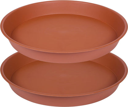 2 Pack of 18 19 inch Plant Saucer Tray (16.5 inch Base), 2.7" Depth, Heavy Duty Plastic Saucer 19" Round, Plant Tray for Pots, Flower Plant Saucers for Indoors (19 inch, Terracotta)