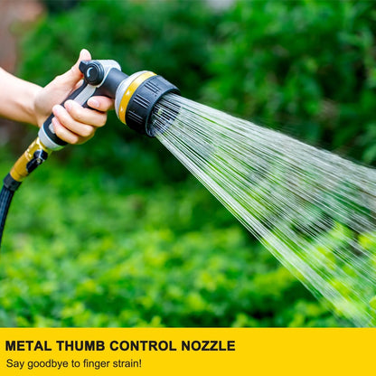 FANHAO Heavy Duty Garden Hose Nozzle, Metal Water Hose Sprayer with 10 Spray Patterns, Thumb Control, On Off Valve, High Pressure Water Nozzle for Plants Watering, Car and Pet Washing, Yellow