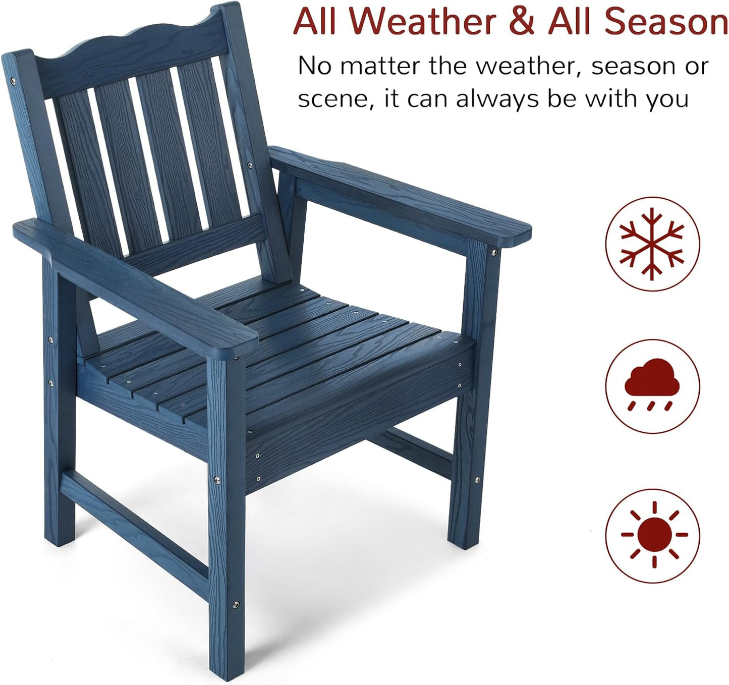 Stoog All-Weather Patio & Garden Chair, Outdoor Dining Chair with Curved Backrest, 400 lbs Support, for Backyard, Garden, Porch, Pool and Deck, Blue