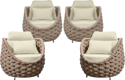 TWT 6 Pieces Patio Sofas, All-Weather Teslin Rope Balcony Furniture with Cushions & Pillows, Patio Couch Outdoor Patio Furniture Set for Indoor, Balcony, Backyard, Deck, Poolside, Light Brown
