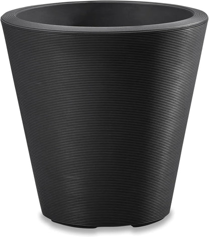 Crescent Garden Madison Planter– Weather-Resistant, Double Walled Indoor/Outdoor Plant Pot with Drain Hole – Extra Large Commercial Size Pot, 34-Inch (Caviar Black)