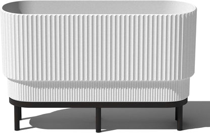 Veradek Demi Series Raised Long Planter for Indoor/Outdoor Use | Made from Plastic & Stone w/Wooden Stand | Modern Patio Décor for Flowers/Shrubs