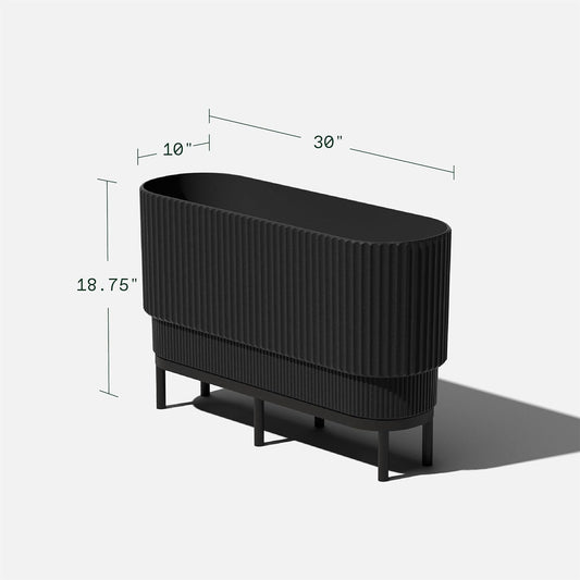 Veradek Demi Series Raised Long Planter for Indoor/Outdoor Use | Made from Plastic & Stone w/Wooden Stand | Modern Patio Décor for Flowers/Shrubs