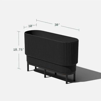 Veradek Demi Series Raised Long Planter for Indoor/Outdoor Use | Made from Plastic & Stone w/Wooden Stand | Modern Patio Décor for Flowers/Shrubs