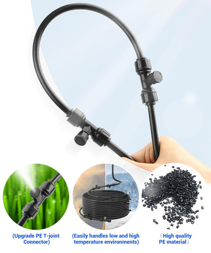 75FT Misters for Outside Patio Misters for Cooling (27 Mist Nozzles) Outdoor Water Patio Hose Greenhouse Mister System Outside Mist Backyard Trampoline for Waterpark Watering Misters for Cooling