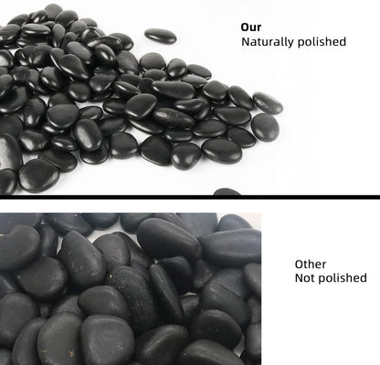 Black Pebbles for Plants 7lb Bulk Bag Aquarium Gravel 0.5"- 1" Decorative Polished Fish Tank Stone River Rocks