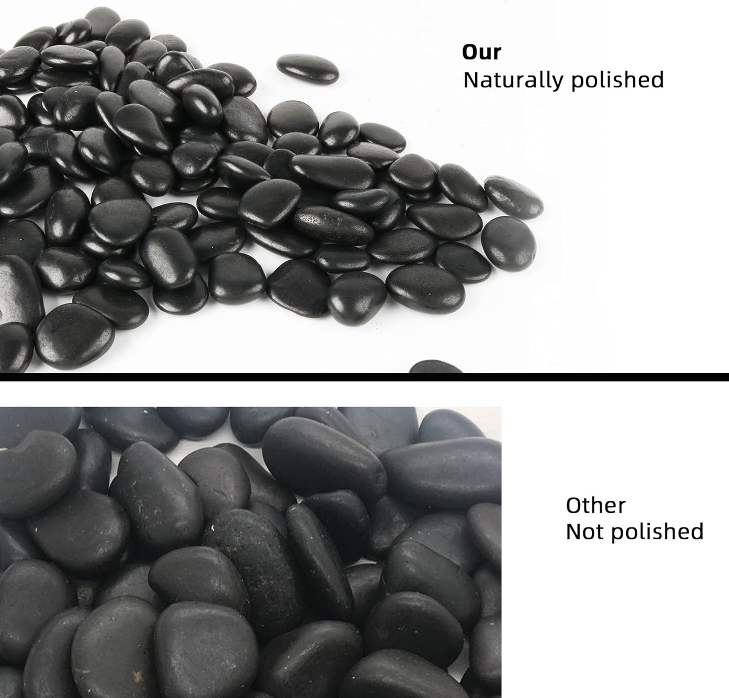 18 lb 1" Natural Polished Black River Rock for Plants,Aquarium,Vase,Garden Landscape Rocks and Outdoor Decorative Stones