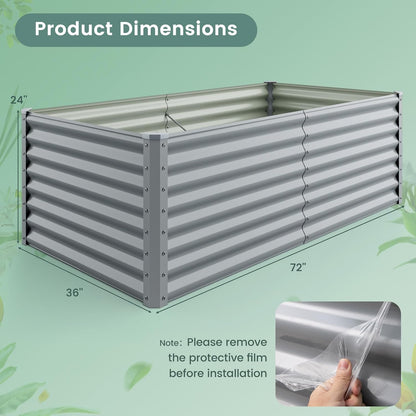 Raised Garden Bed, Metal Garden Planter with Open Bottom, Sprayed Plate & Thickened Corner Protectors, Outdoor Planter Box for Vegetables, Flowers & Herbs (Gray)