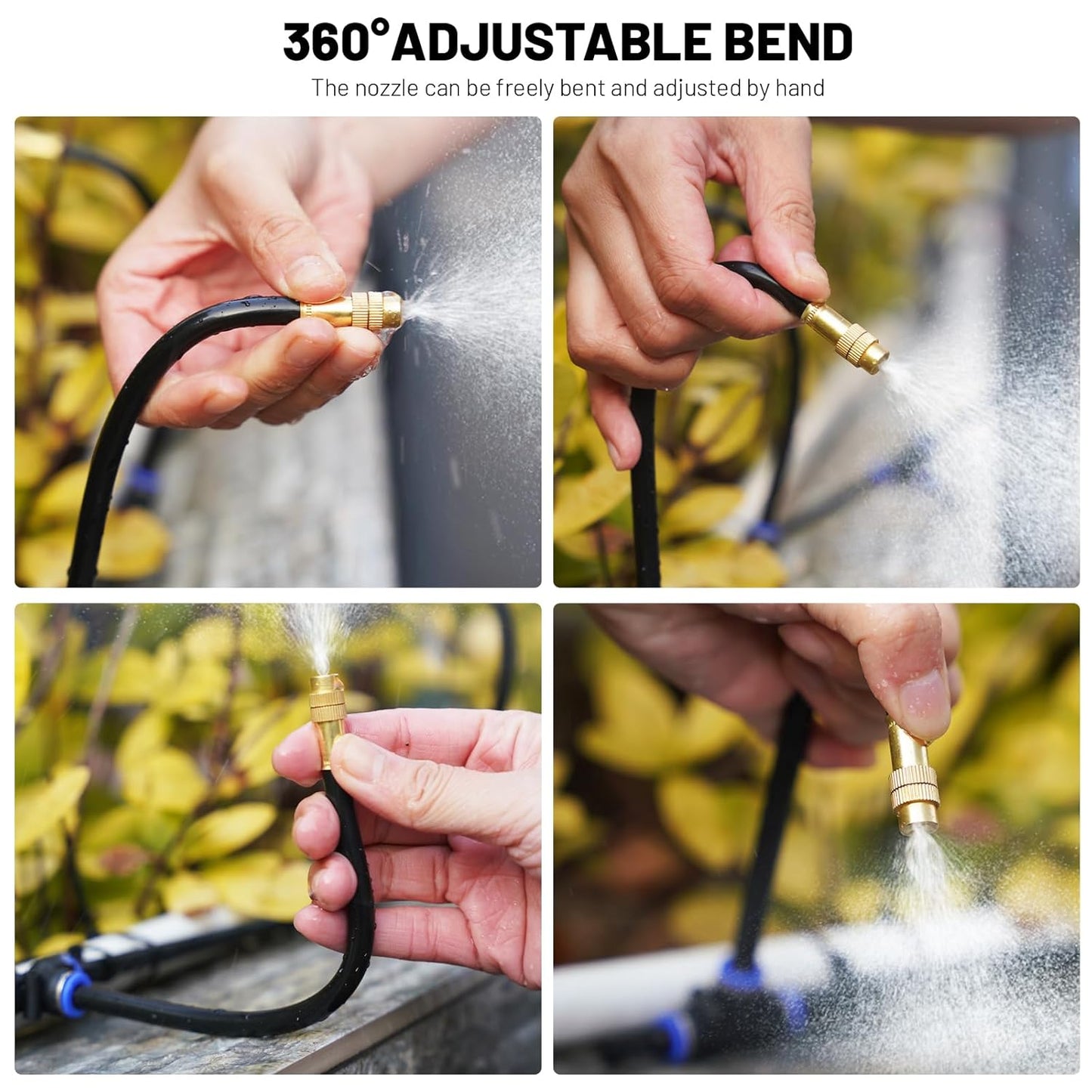 360° Adjustable Drip Irrigation System - 100FT Garden Watering System with 32 Nozzles, Garden Irrigation System, Greenhouse Accessories, Atomizing System for Yard, Lawn, Plants, 5/16 inch Hose