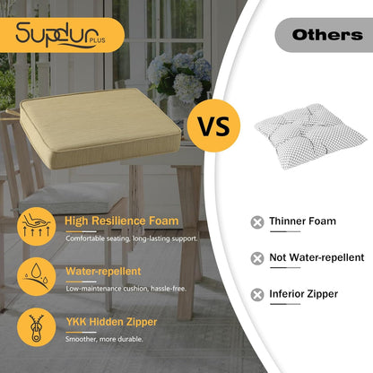 Outdoor Square Corner Seat Cushion, 19"x19"x3", Set of 4, Non Slip Seat Cushion Pads with Removable Cover for Patio Furniture, Garden Yard Lawn, Warm Taupe