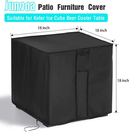Outdoor Table Cover Square 18 Inch,Patio Table Cover for Keter Ice Cube Beer Cooler Table, Waterproof Outdoor Small Bar Table Furniture Cover - 18 X 18 X 18 Inch