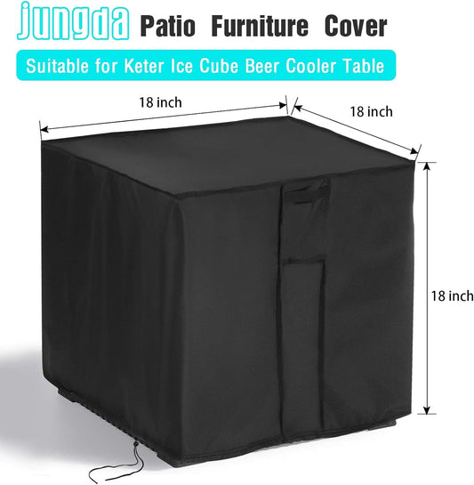 Outdoor Table Cover Square 18 Inch,Patio Table Cover for Keter Ice Cube Beer Cooler Table, Waterproof Outdoor Small Bar Table Furniture Cover - 18 X 18 X 18 Inch