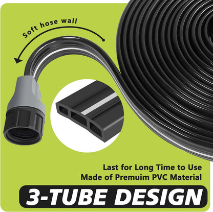 Sprinkler Flat Soaker Hose 50 ft (25 ft 2-pack) with Garden Staples and Splitters, PVC Drip Line Irrigation Hose for Lawn, Garden Beds