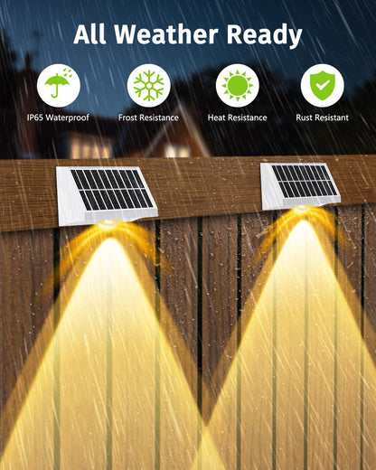 Solar Fence Lights Outdoor Waterproof High Brightness LED Spot Lens Deck Lights 7 Mode Warm & Cool White RGB Solar Powered Wall Lighting Decor for Outside Patio Step Backyard Railing - 16 Pack(White)