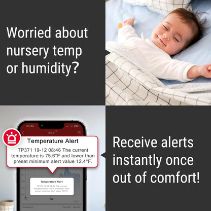 ThermoPro WiFi Hygrometer Thermometer, Wireless Humidity Meter Temperature and Humidity Monitor with Reliable Connectivity, Smart Temperature Sensor with App Notification Alerts & Data Storage Export