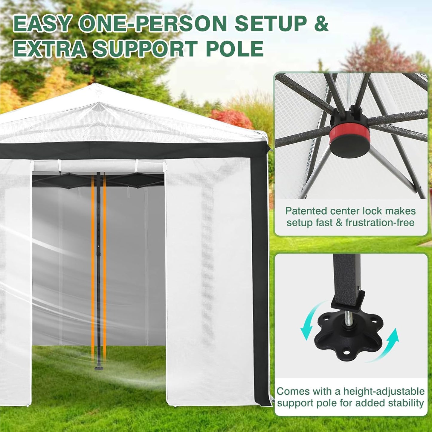 EAGLE PEAK 12x8 Portable Walk in Greenhouse with Polyester Reinforced Corners, Instant Pop up Indoor Outdoor Gardening Green House, Roll Up Zipper Entry Doors and Mesh Windows, Gray/White
