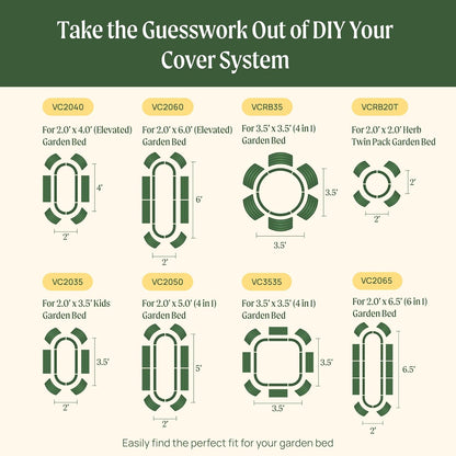 Vego garden Cover System for 3.5' x 3.5' (4 in 1) Garden Bed